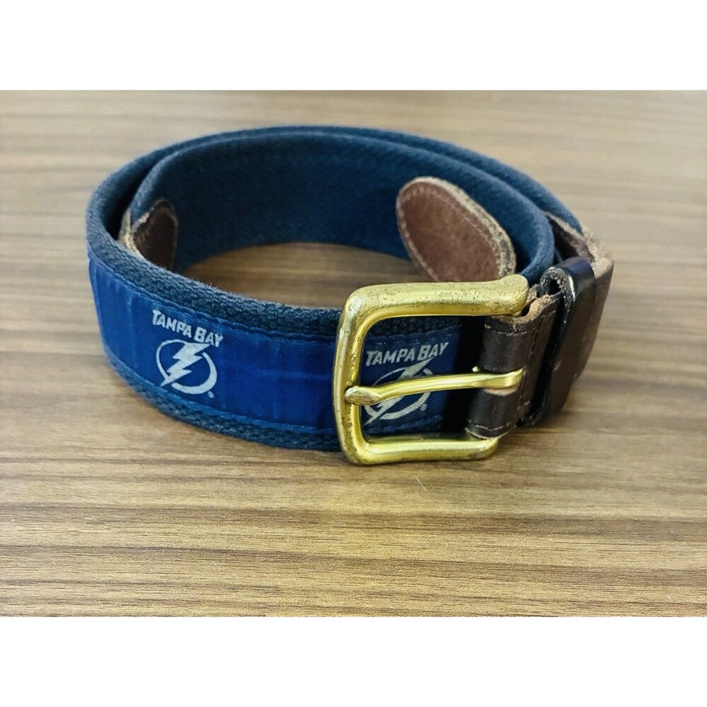 Vineyard Vines NHL TAMPA BAY LIGHTNING Hockey Logo BELT Adult Mens Size 30 Blue